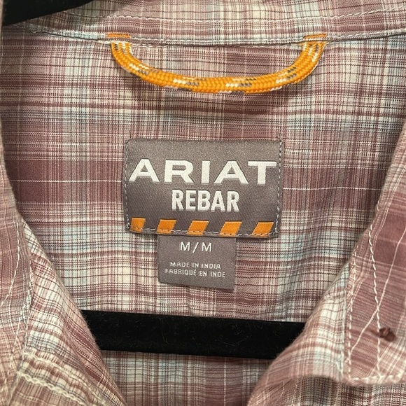 Ariat Rebar Plaid L/S Work Shirt pockets women’s sz‎ M muted, rose and blue - Picture 2 of 16